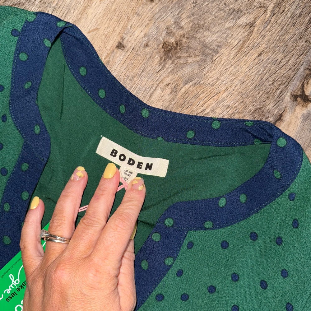 Boden Green Midi Dress with Navy Trim - Picture 11 of 16